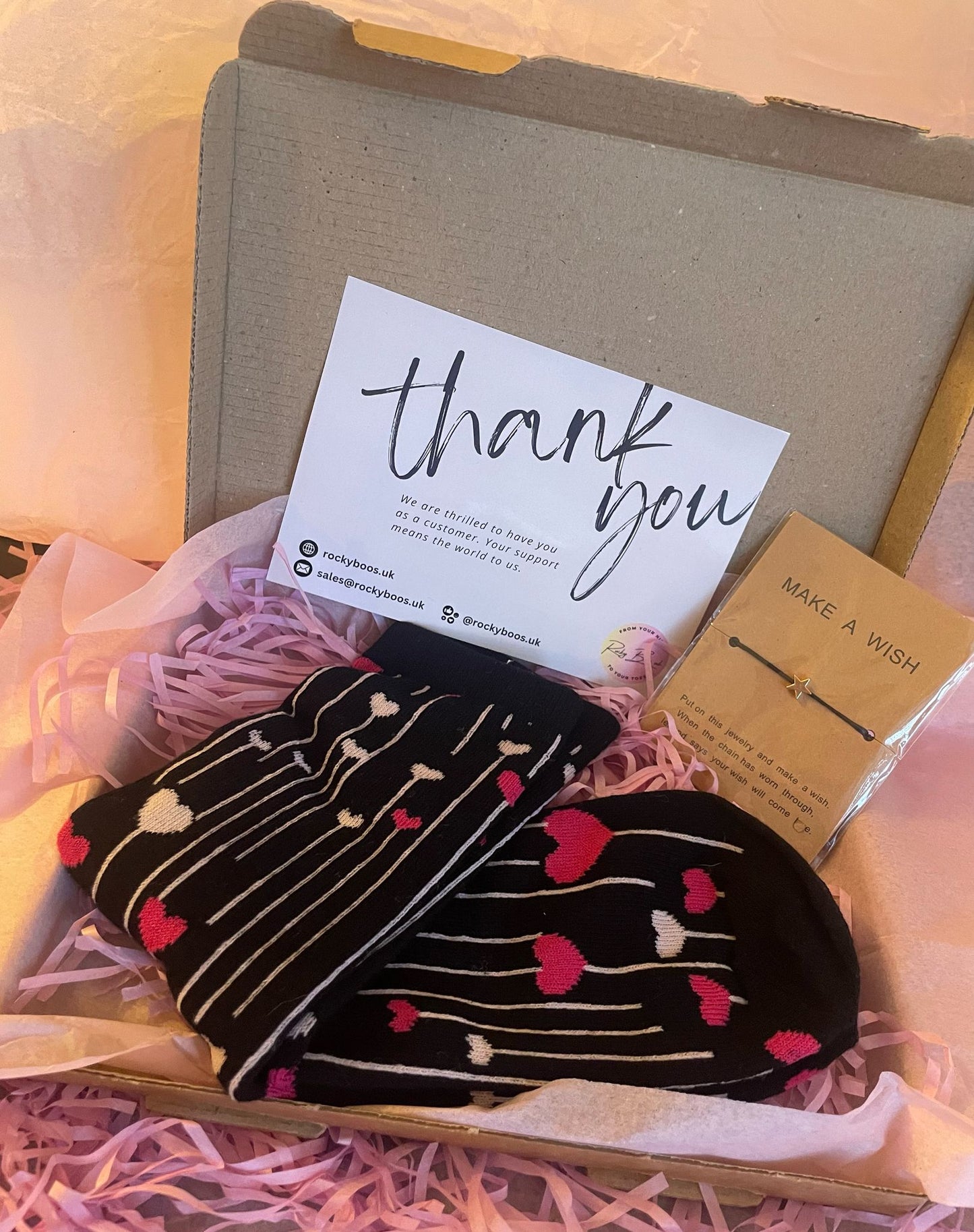 Heart Cosy Socks + Matching Bracelet Gift Set