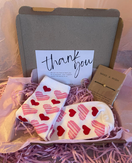 Heart Cosy Socks + Matching Bracelet Gift Set