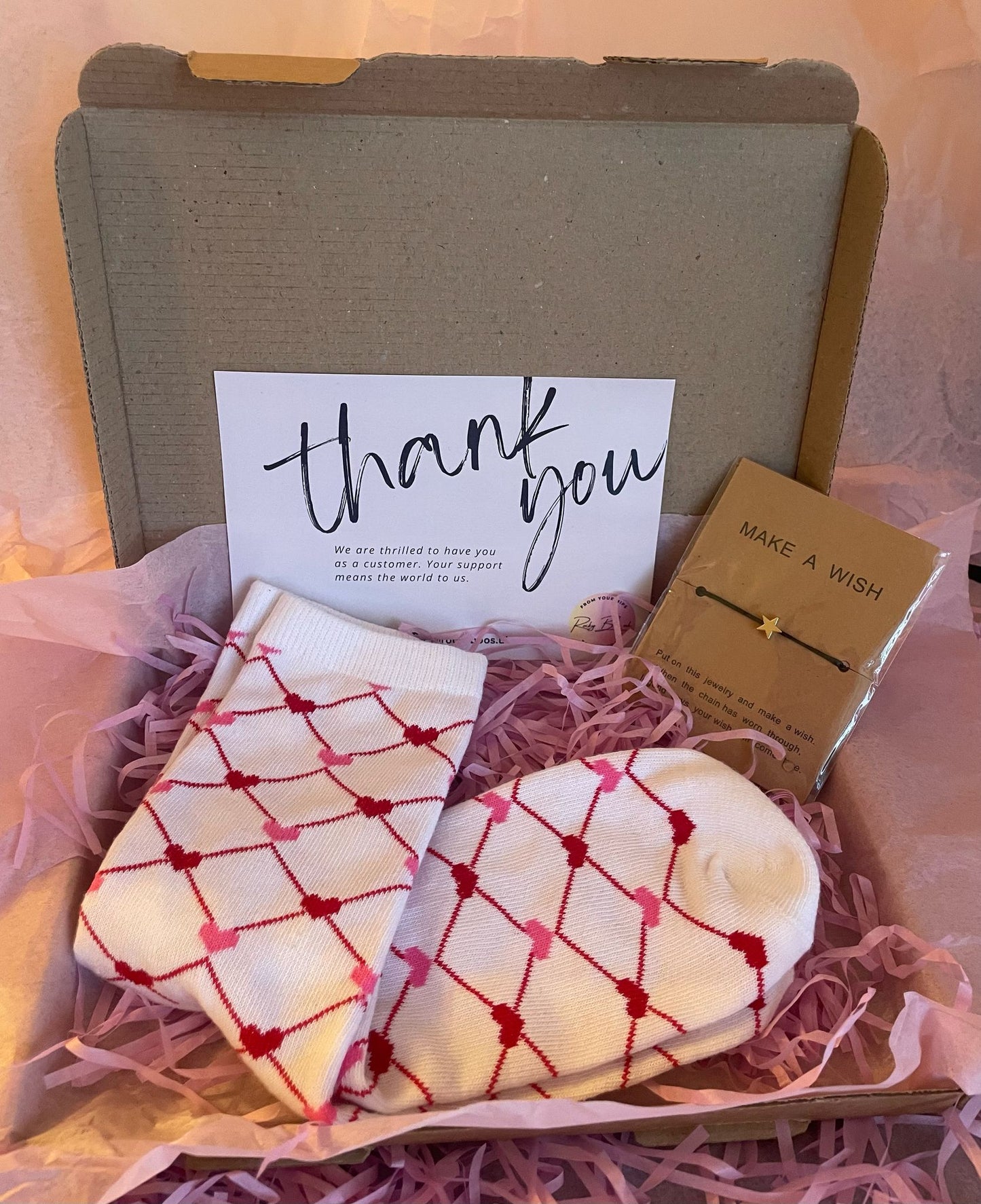 Heart Cosy Socks + Matching Bracelet Gift Set