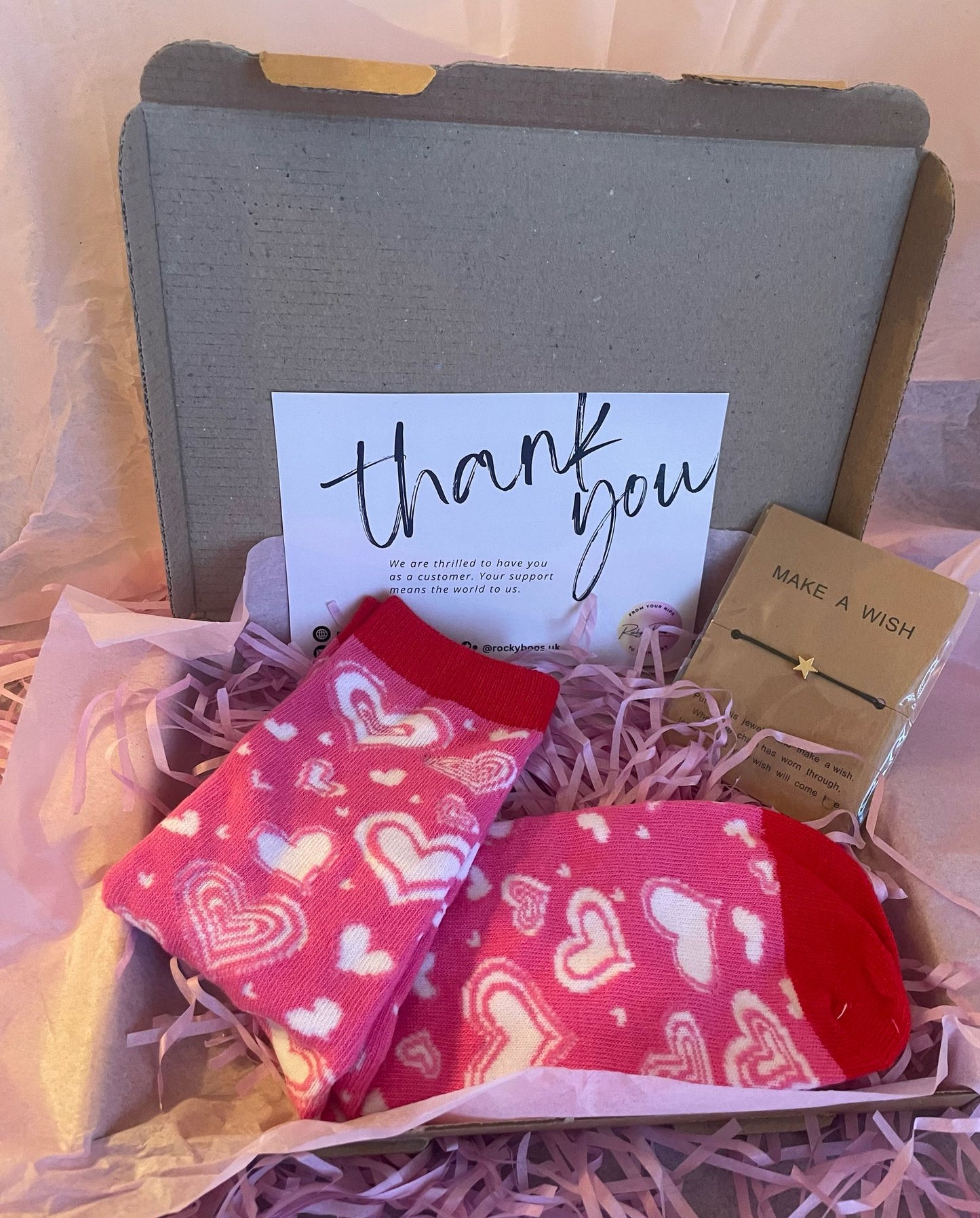 Heart Cosy Socks + Matching Bracelet Gift Set